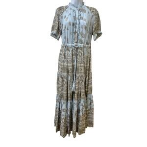 Free People Rare Feeling Tiered Floral Maxi Dress Size S Blue Modest Trad‎ Wife
